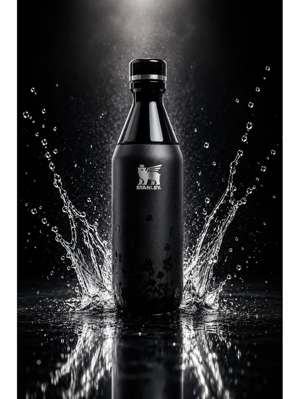 🤩STANLEY X JENNIE BLACK 12OZ ALL DAY SLIM LUXE BOTTLE LIMITED EDITION IN HAND